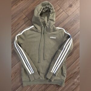 Adidas 3-Stripe Olive Green Hoodie with Pockets | Approx Kids Large
